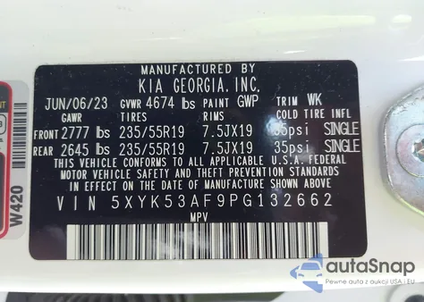 2023 Kia Sportage Sx-Prestige z USA, uszkodzony, nr VIN 5XYK53AF9PG132662